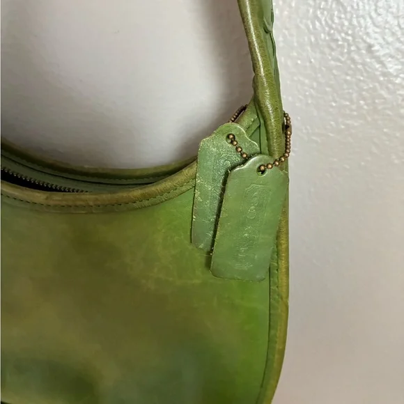 Vintage Coach Green Leather Shoulder Bag - Picture 2 of 4